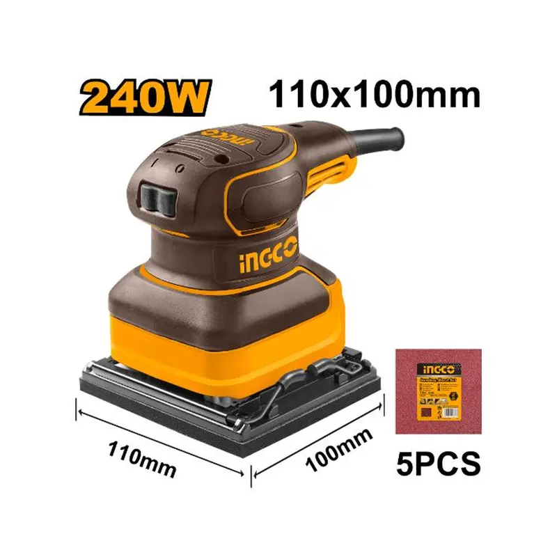 Ingco 240W Palm Sander With Accessory Kit – Compact Orbital Design 1