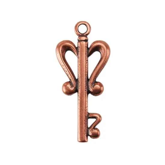 Large Copper Key Charm – Statement Jewelry Component With Antique Finish 1