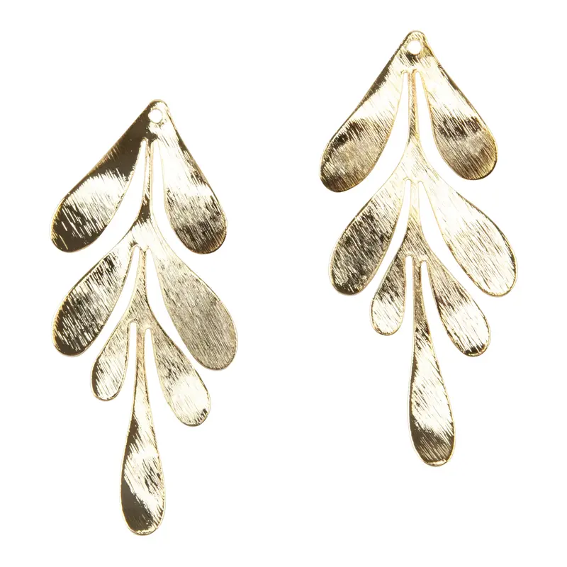 Large Statement Leaf Brass Pendant Set – 18K Gold-Plated, 2-Piece 1
