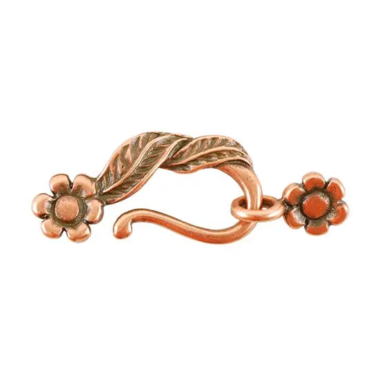 Leaf-And-Flower Inspired Hook-And-Eye Copper Clasp – One Set 1