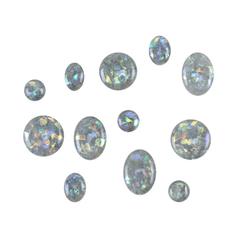 Light Silver Grey Dichroic Cabochon 1