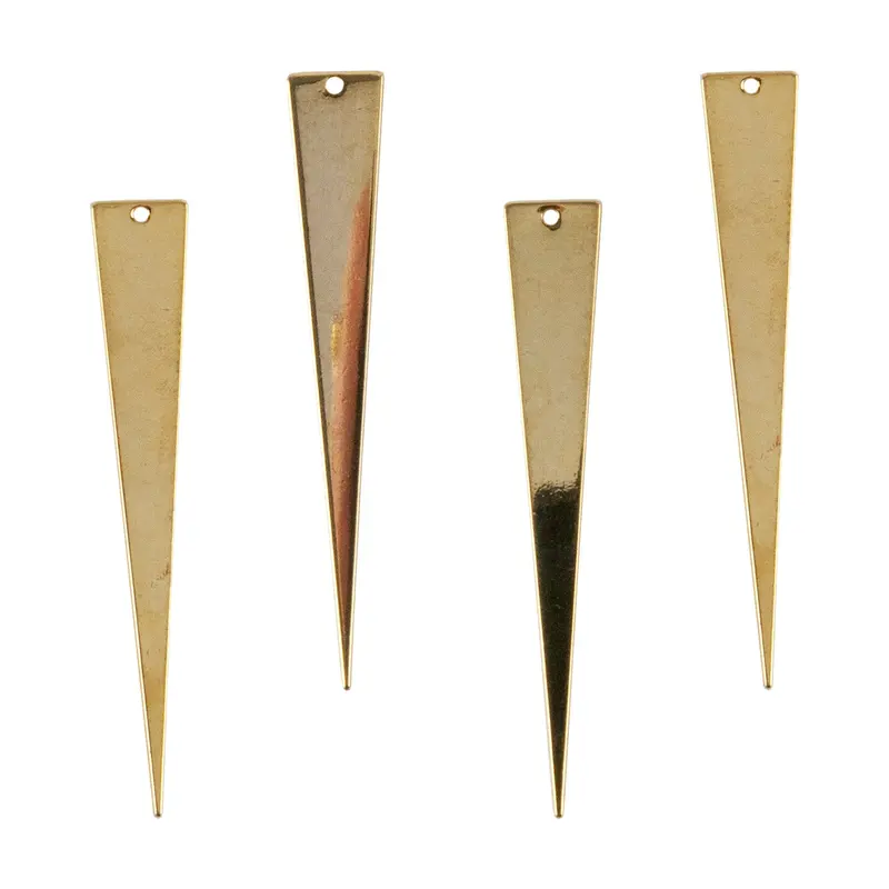 Long Triangle Brass Pendant Set – 18K Gold-Plated, 4-Pack 1