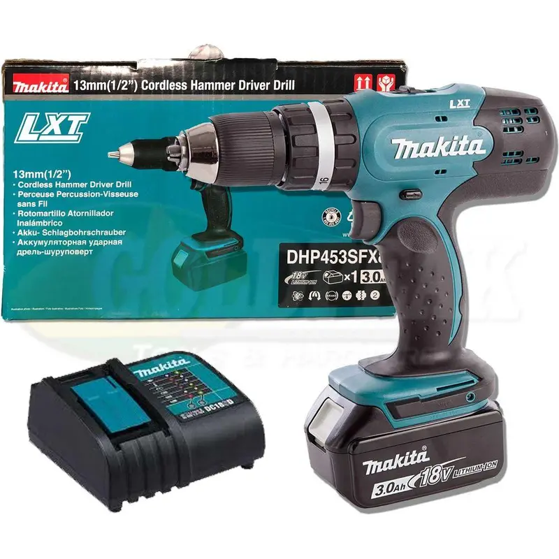 Makita Dhp453Sfx8 18V Lxt Cordless Hammer Drill Kit 1
