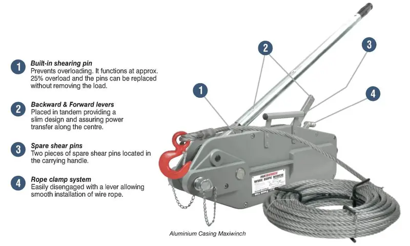 Maxiwinch Manual Lever Winch — 0.8-Ton Capacity 1