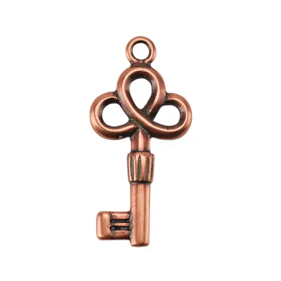 Medium Copper Key Charm – Detailed Metallic Embellishment For Necklaces 1
