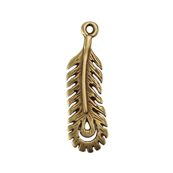 Medium Peacock Feather Bronze Charm – 19Mm × 2Mm (Single Piece) 1