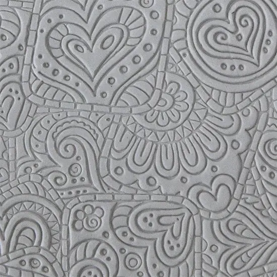 Mega Texture Tile – Doodling Hearts Delicate Embossing Plate 1