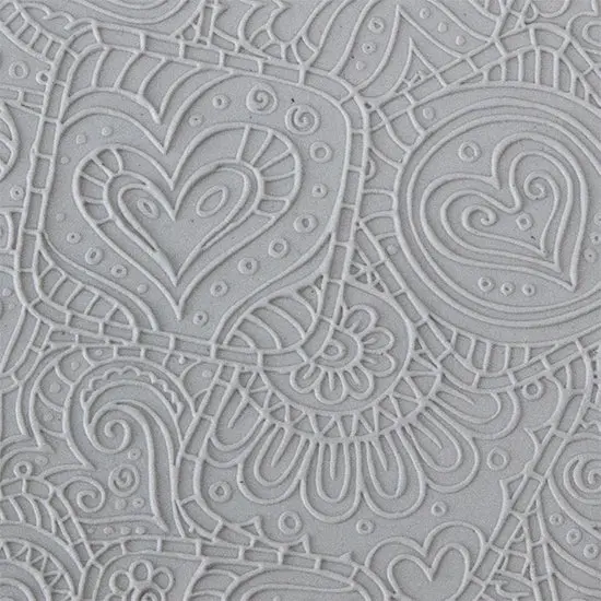 Mega Texture Tile – Doodling Hearts Fine-Line Design Plate 1