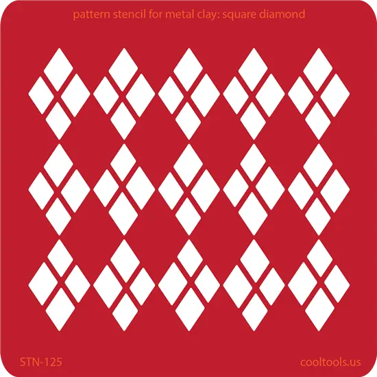 Metal Clay Stencil: Square Diamond Grid 1