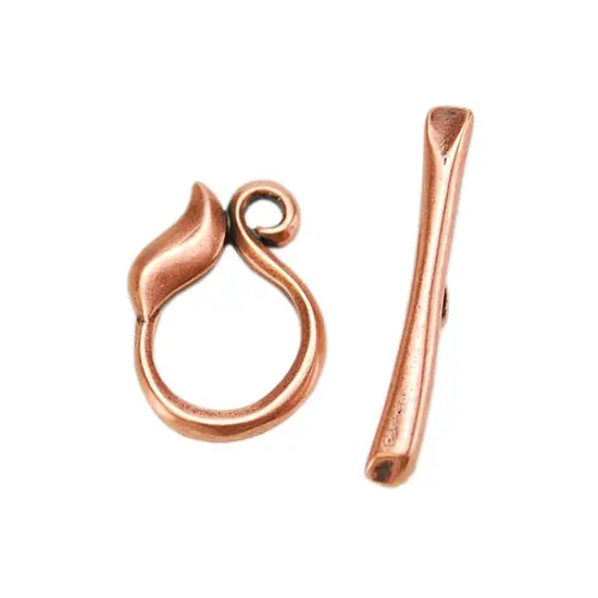 Mini Leaf & Twig Copper Toggle Clasp – Nature-Inspired Jewelry Fastener 1