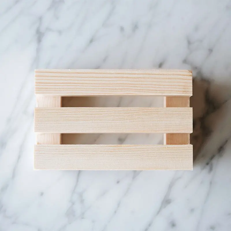 Natural Wood Soap Dish With Drainage Grooves 1