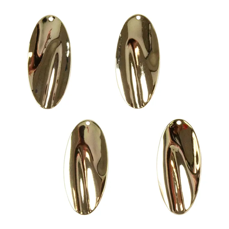 Oval Drop Brass Pendant Set – 18K Gold-Plated, 4-Pack 1