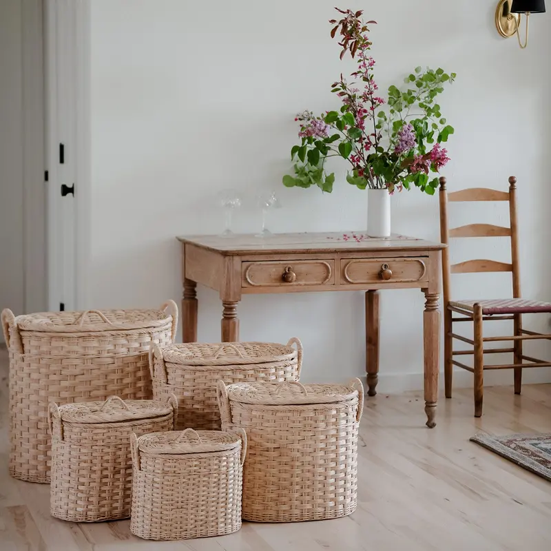 Oval Handwoven Nesting Hamper Set – Sustainable Laundry Or Toy Storage 1