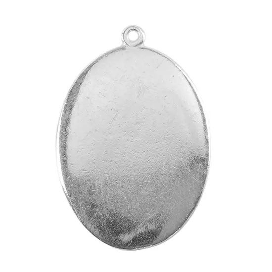 Oval Silver-Plated Pendant Blank – 22×30Mm – Pack Of 4 1