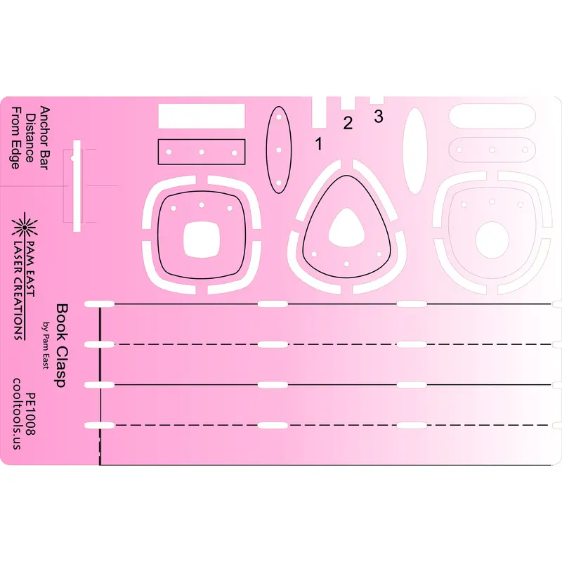 Pam East Book Clasp Template – Craftcast Hinged Jewelry Design Pattern 1