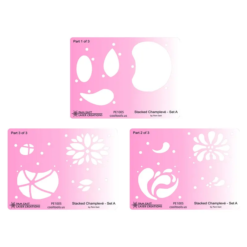 Pam East Stacked Champlevé Template Set A – Craftcast Enamel Art Kit 1