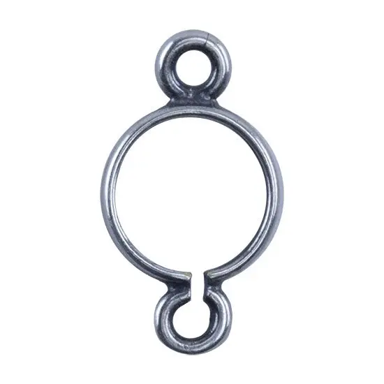 Pinch-Style Round Connector Setting – Silver-Plated – Single Unit 1