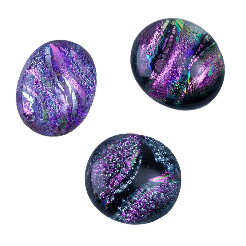 Pink Dichroic Glass Cabochons – Large Size (16–20Mm), Pack Of 3 1