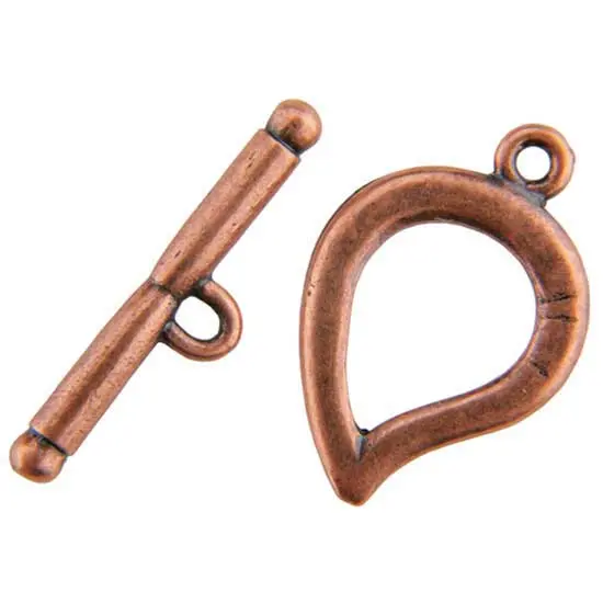 Plain Leaf Copper Toggle Clasp – Subtle Botanical Jewelry Fastener 1