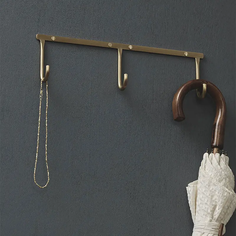 Polished Brass Triple Wall Hook Set 1