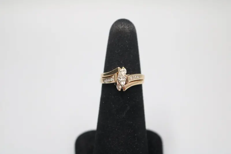 Pre-Owned 14K Yellow Gold Bypass Engagement Ring With Marquise Diamonds – Size 5.5 1
