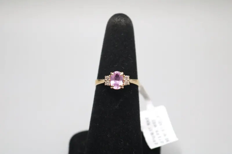 Pre-Owned 14K Yellow Gold Diamond & Spinel Promise Ring – Size 6.5 1