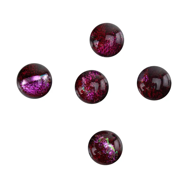 Red Dichroic Glass Cabochons – Small Size (6–10Mm), 5-Piece Pack 1