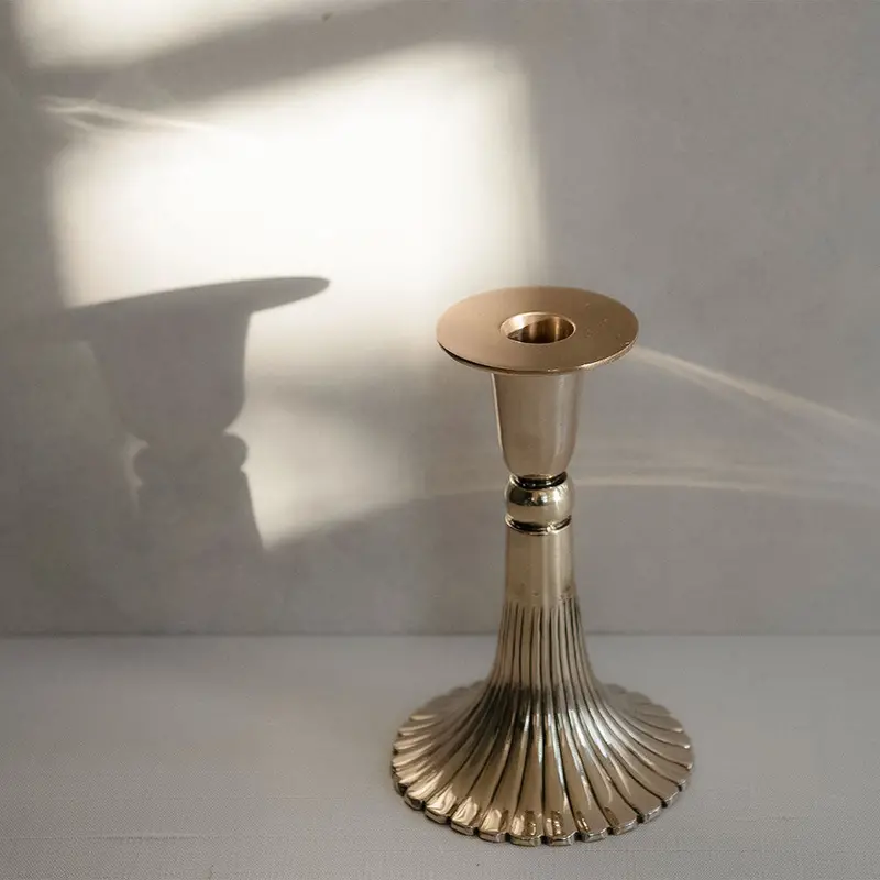 Retro-Inspired Fluted Metal Candle Stand 1