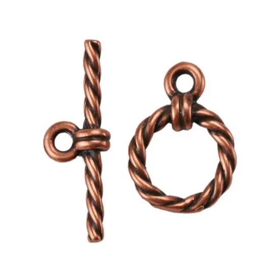 Roped Circle Mini Copper Toggle Clasp – Textured Closure For Fine Jewelry 1