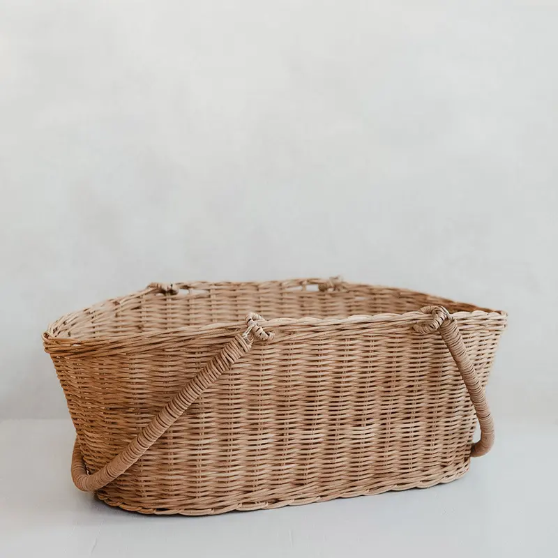 Rose-Tinted Rattan Storage Basket 1