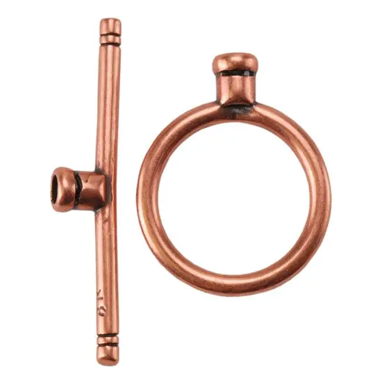 Round Thin Medium Copper Toggle Clasp – Jewelry Closure Set 1