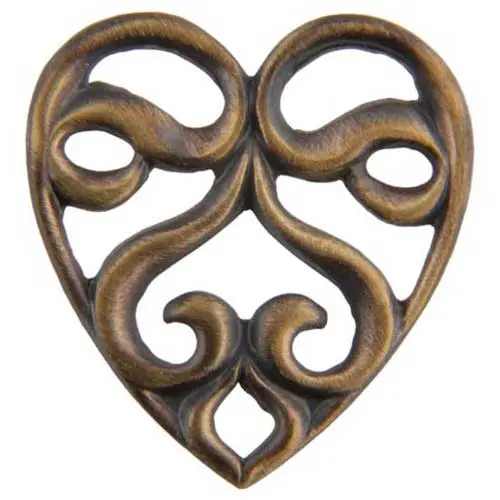 Scrolled Heart Brass Stamping Element – 10-Pack 1