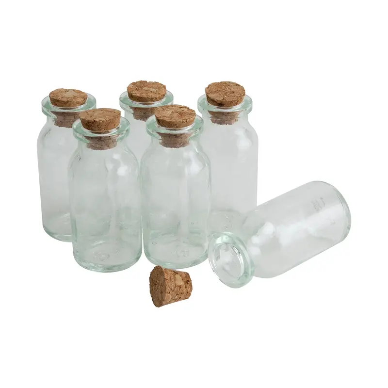 Set Of 6 Mini Leak-Resistant Storage Bottles With Natural Cork Tops 1
