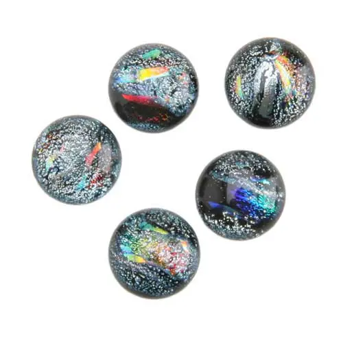 Silver Dichroic Glass Cabochons – Small (6–10Mm), Pack Of 5 1