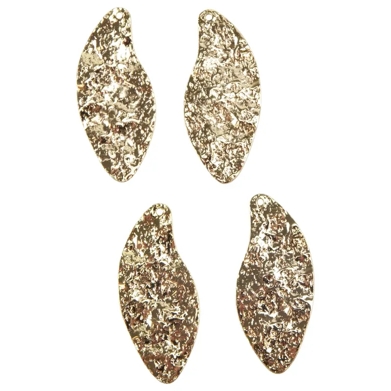 Simple Leaf Brass Pendant Set – 18K Gold-Plated, 4-Pack 1