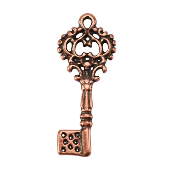 Small Copper Key Charm – Vintage-Style Jewelry Accent 1