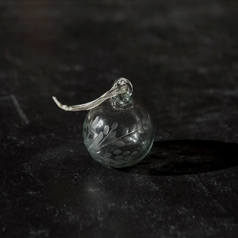 Small Handblown Etched Glass Ornament 1