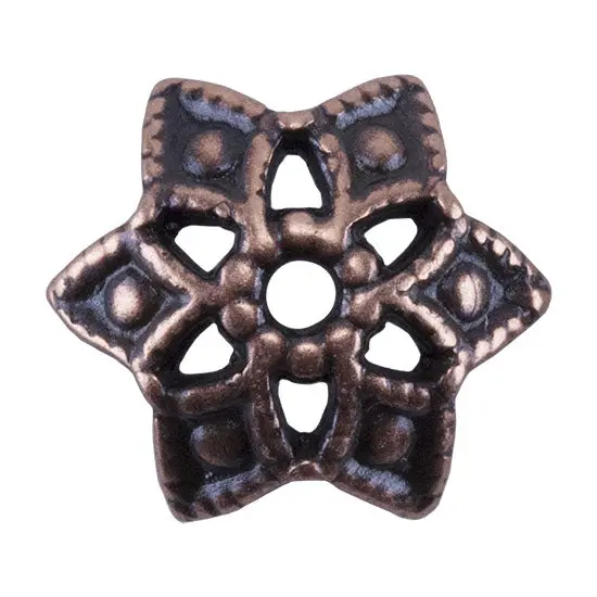 Snowflake-Design Copper Bead Cap – 8.5Mm, Pack Of 2 1