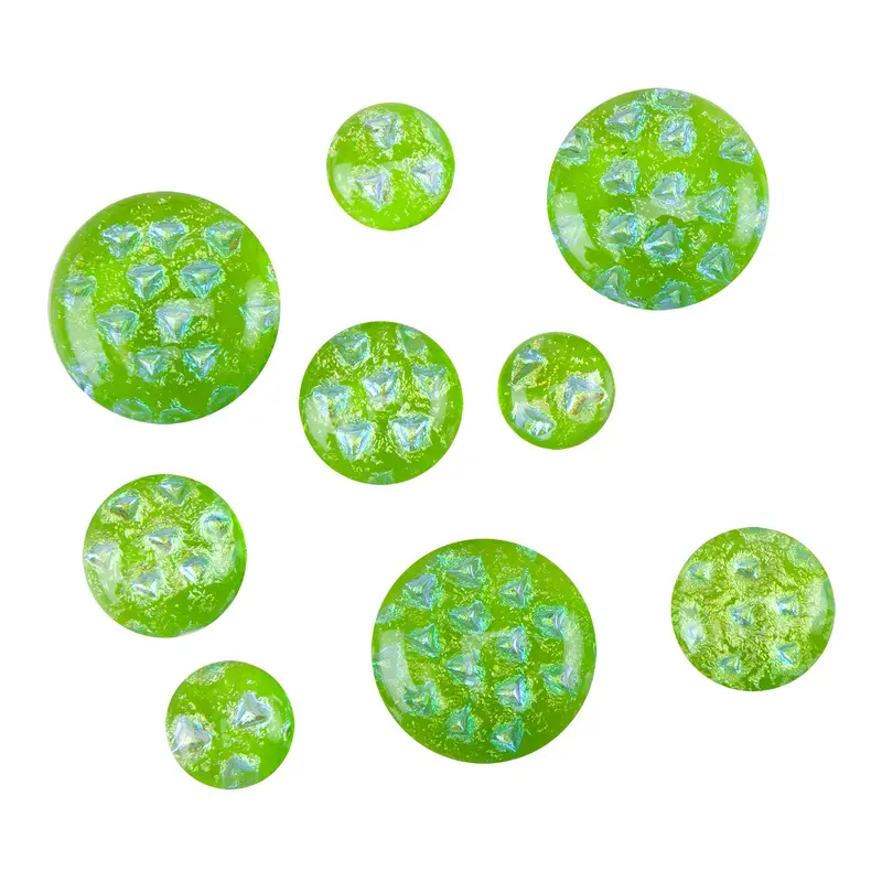 Spring Green Dichroic Geometric Round Cabochon 1