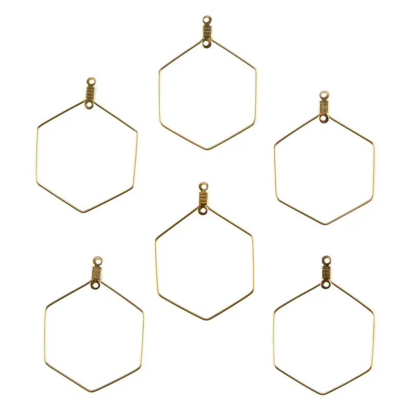 Stainless Steel Hexagonal Wire Hoop Pendants – Pack Of 6 1