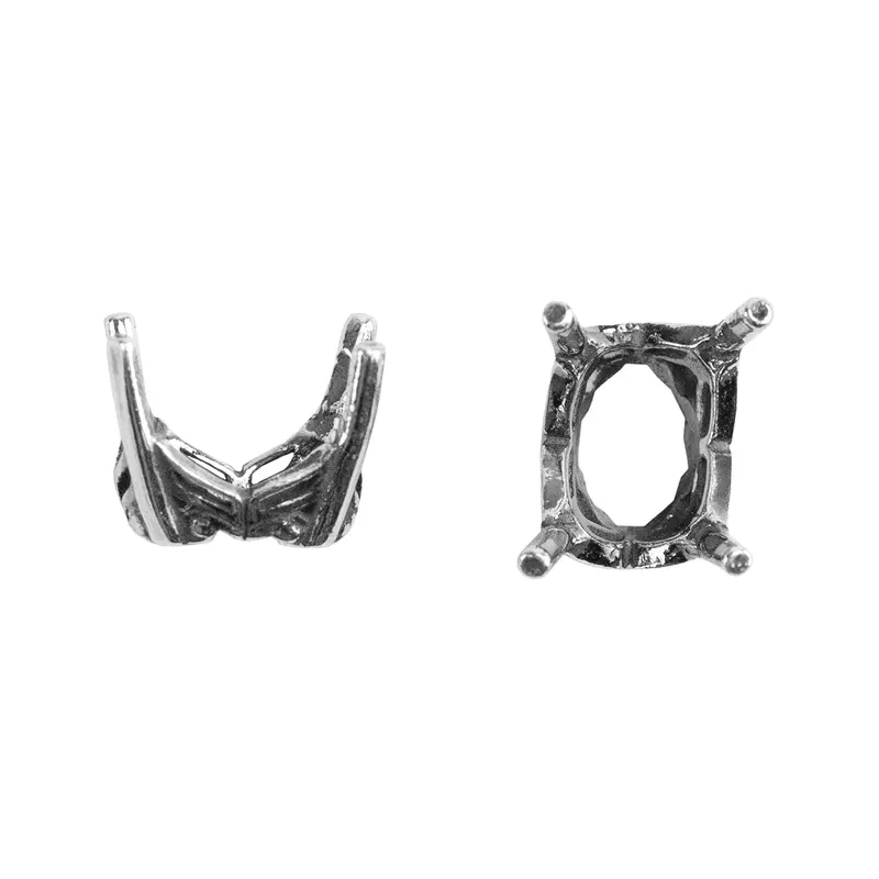 Sterling Silver Oval Snap-Set Prong Setting 1