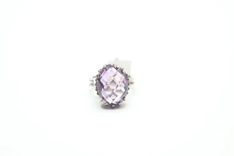 Sterling Silver Solitaire Amethyst Ring – Size 6 1