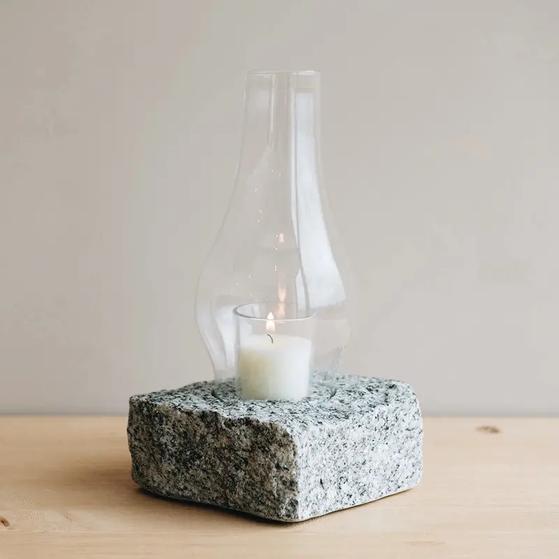 Stone-Finished Hurricane Candle Holder 1