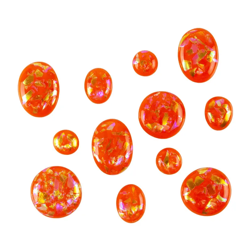 Tangerine Orange Opalescent Dichroic Glass Cabochons 1