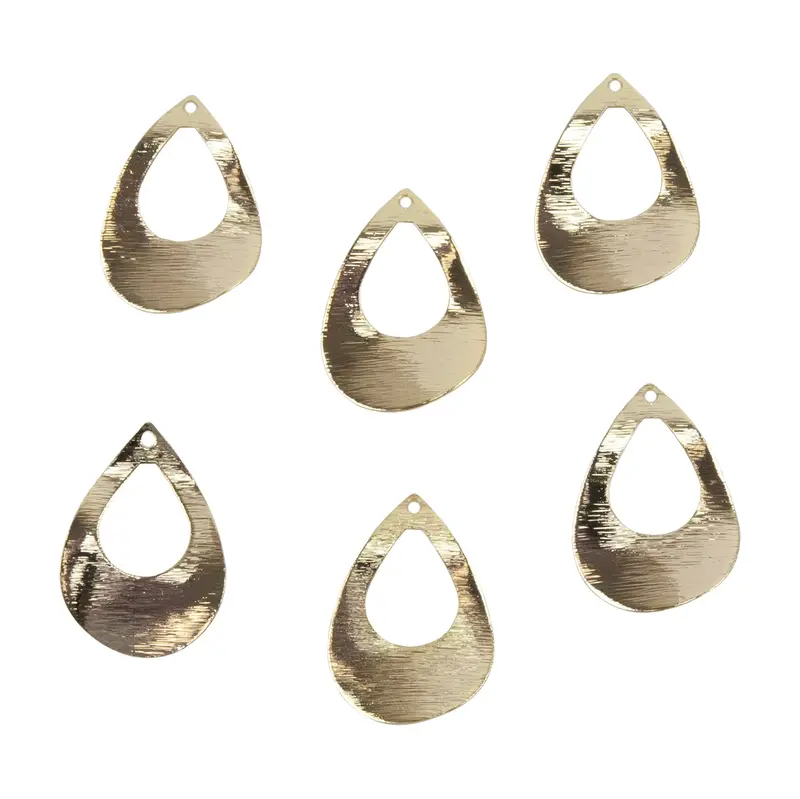 Teardrop-Shaped Brass Pendant Pack (6 Pieces) 1
