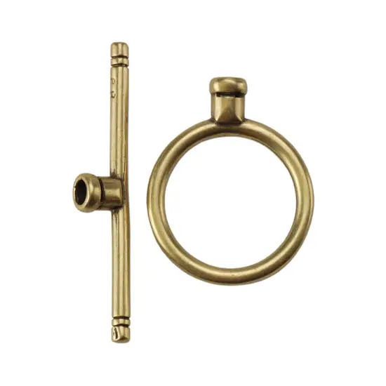 Thin Round Bronze-Plated Toggle Clasp – Crimp-End Compatible, Single Set 1
