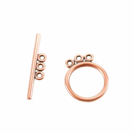 Three-Strand Circle Copper Toggle Clasp – Multi-Chain Jewelry Fastener 1