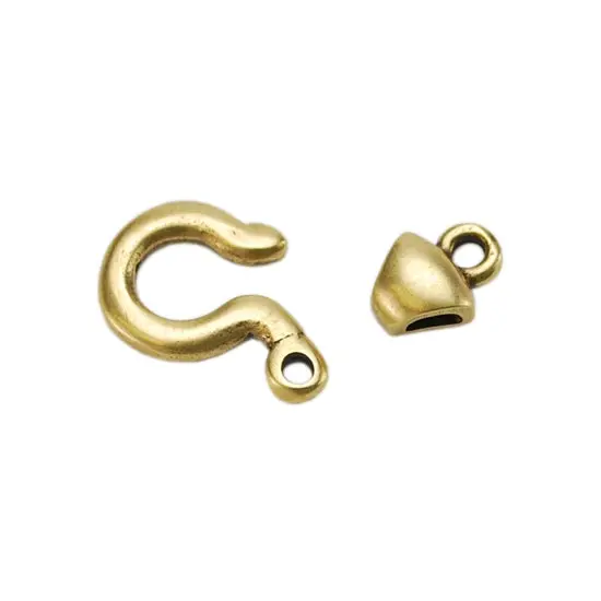 Tiny Tubular Bronze-Plated Hook & Eye Clasp – 19.9Mm × 10.3Mm Sleek Profile, Single Set 1