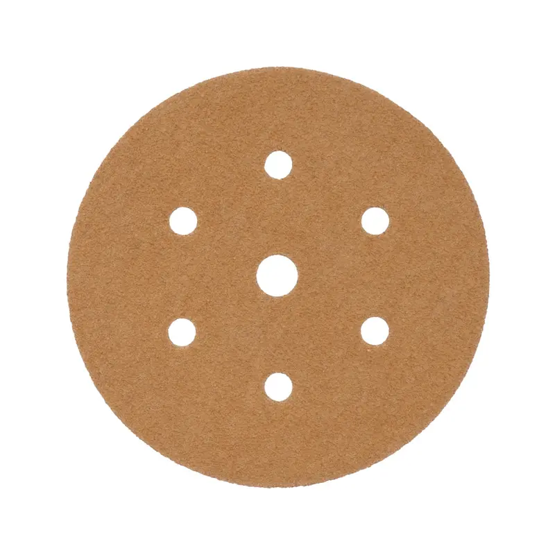 Tork Craft Gold Velcro Sanding Discs – 150 Mm, 220 Grit, 50-Pack (6+1 Hole) 1