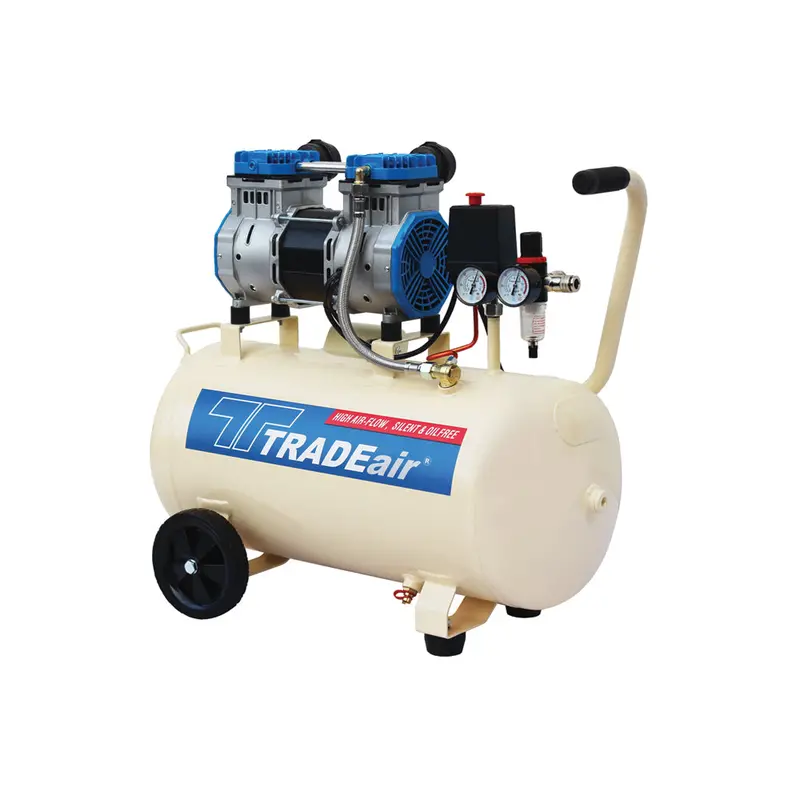 Trade Air 100L Oil-Free Silent Dual-Cylinder Air Compressor (2 × 750W / 2.5Hp) 1